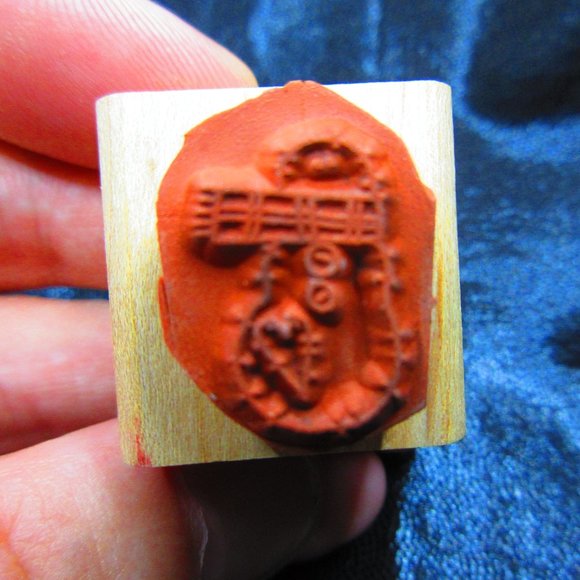 Snowman Rubber Wood Mounted Stamp 1" X 1" - Picture 2 of 3